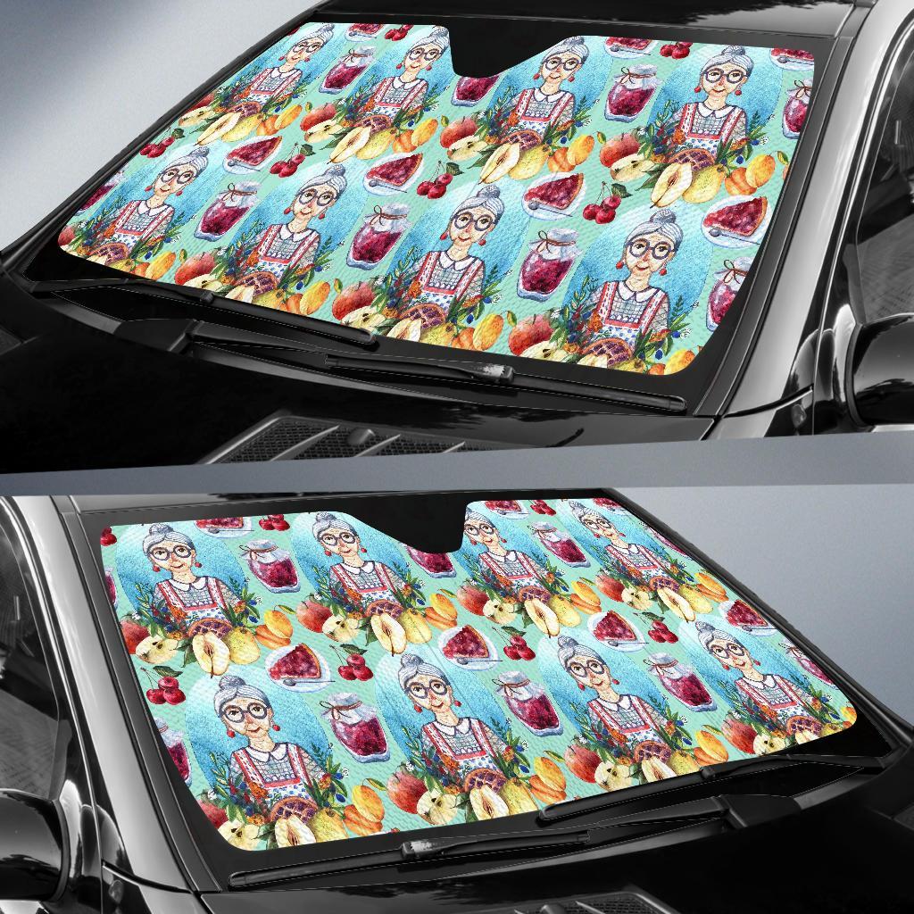 Nana Grandma Print Pattern Car Sun Shade-grizzshop