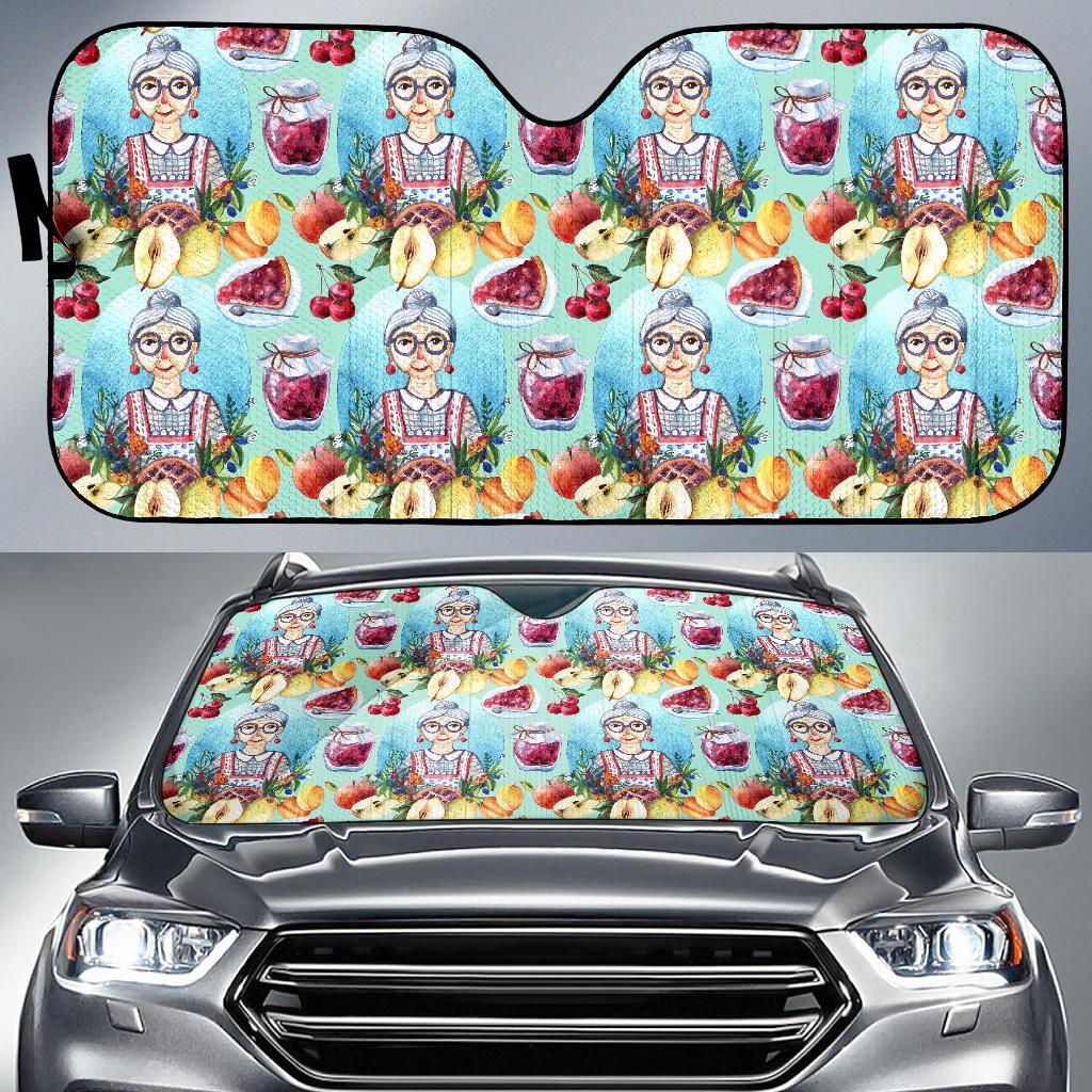 Nana Grandma Print Pattern Car Sun Shade-grizzshop