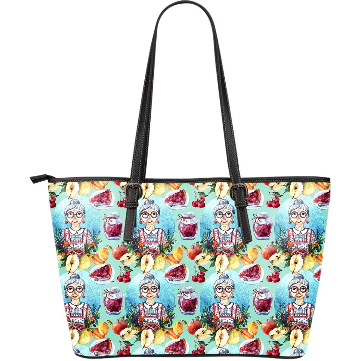 Nana Grandma Print Pattern Leather Tote Bag-grizzshop