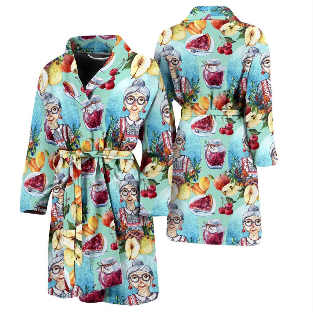 Nana Grandma Print Pattern Men Long Robe-grizzshop