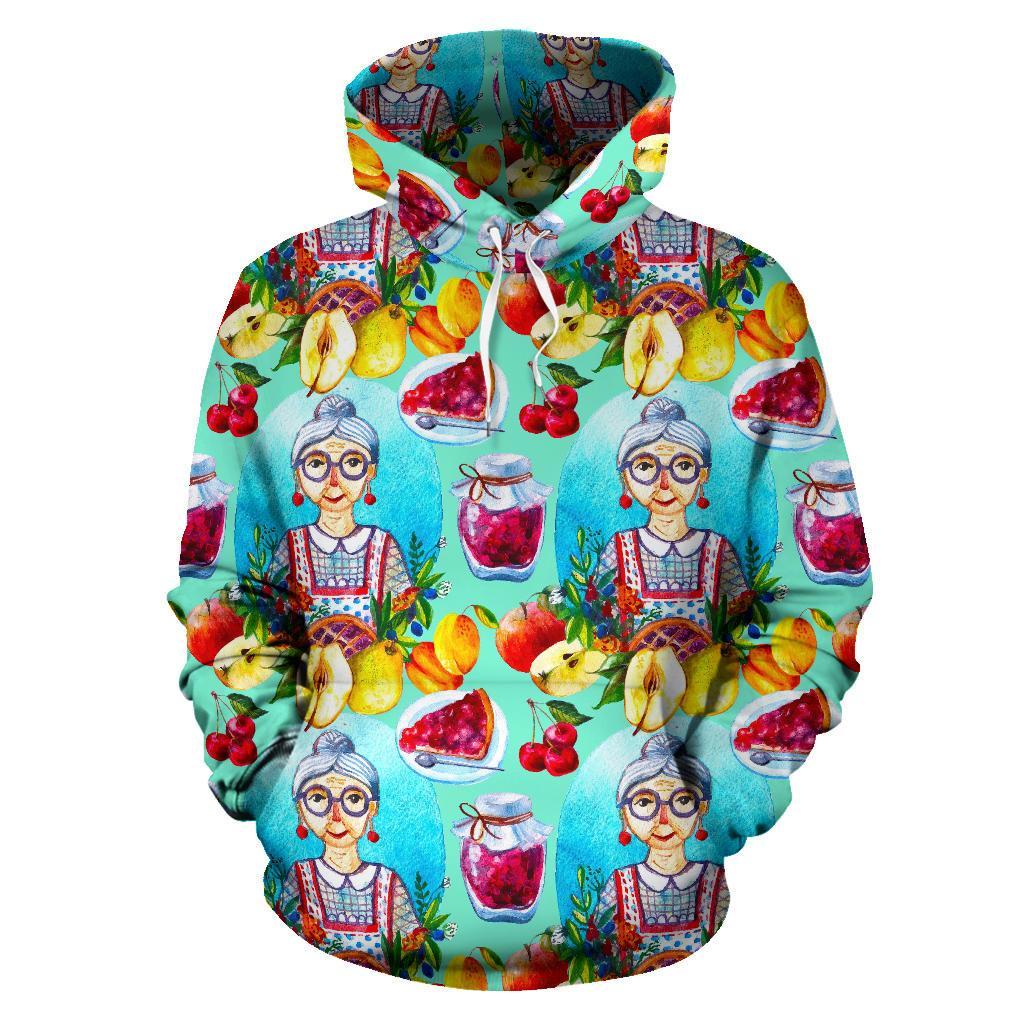 Nana Grandma Print Pattern Men Women Pullover Hoodie-grizzshop