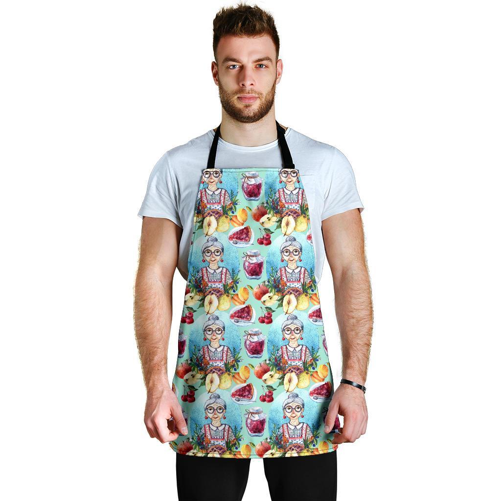 Nana Grandma Print Pattern Men's Apron-grizzshop