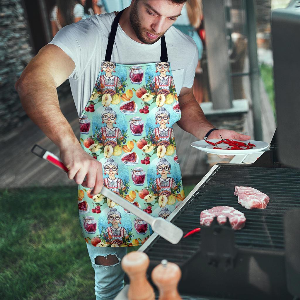 Nana Grandma Print Pattern Men's Apron-grizzshop