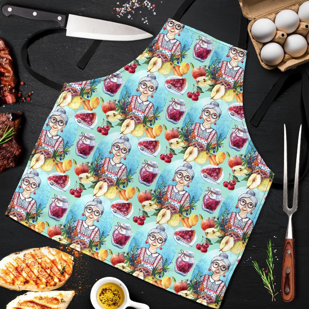 Nana Grandma Print Pattern Men's Apron-grizzshop