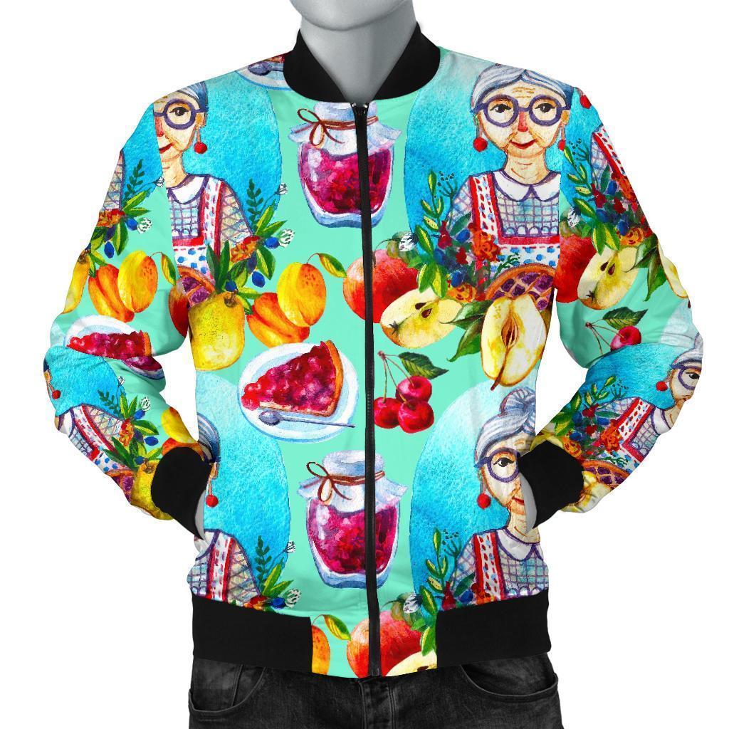 Nana Grandma Print Pattern Men's Bomber Jacket-grizzshop