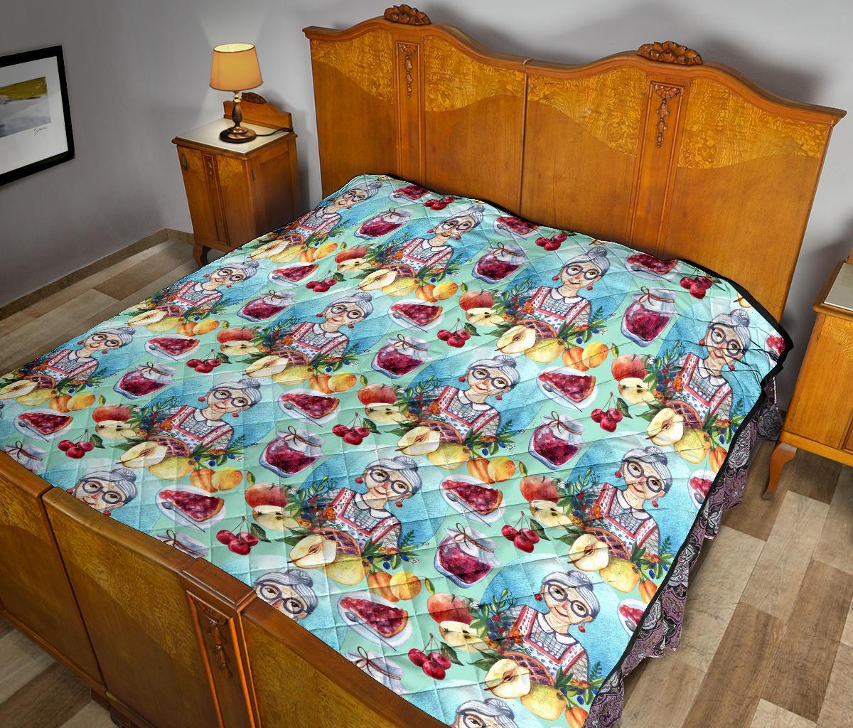 Nana Grandma Print Pattern Quilt-grizzshop