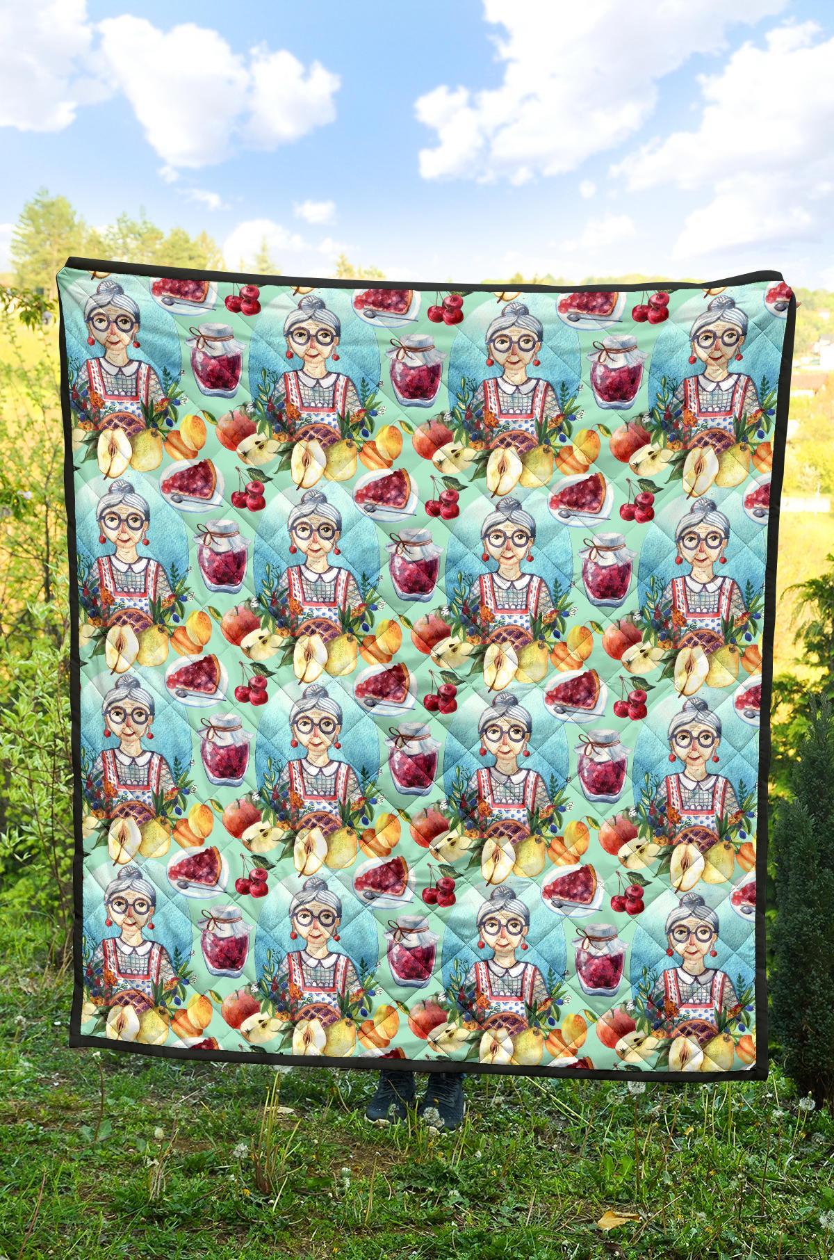 Nana Grandma Print Pattern Quilt-grizzshop