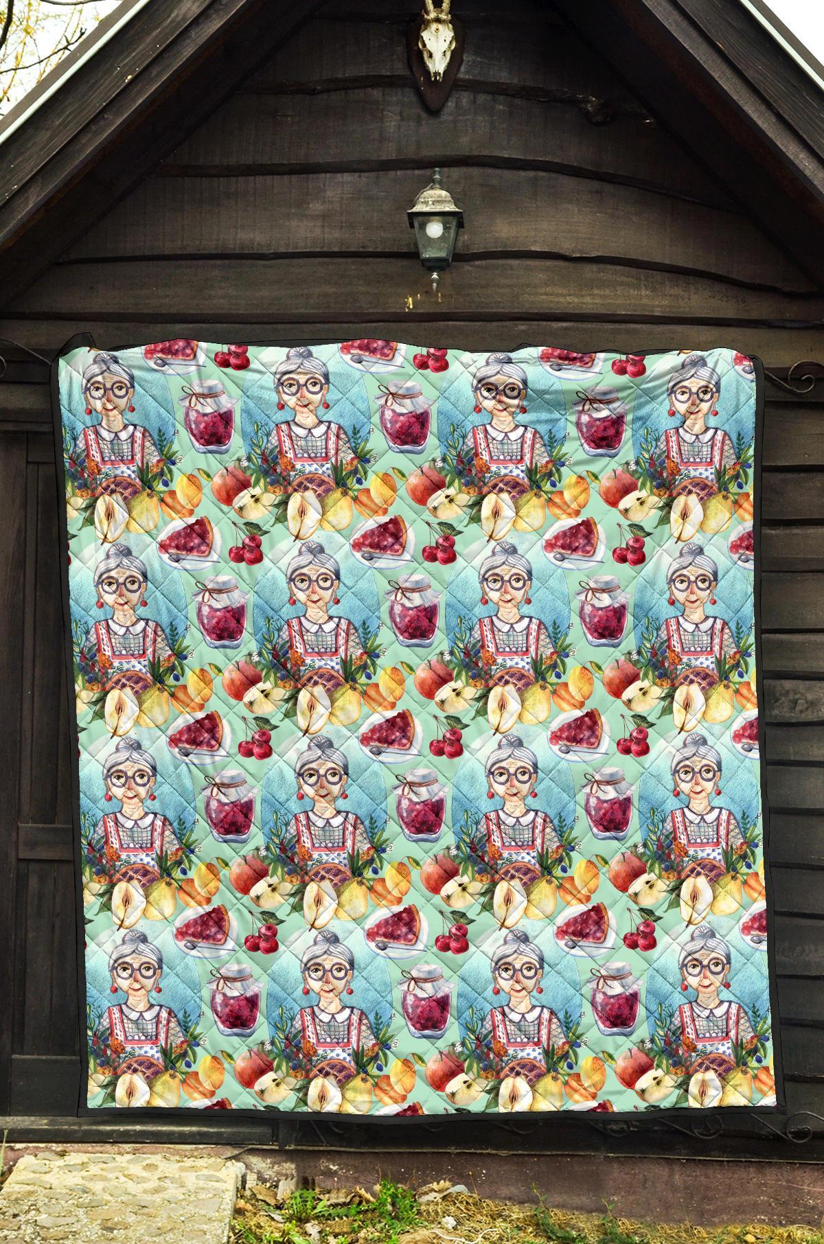 Nana Grandma Print Pattern Quilt-grizzshop