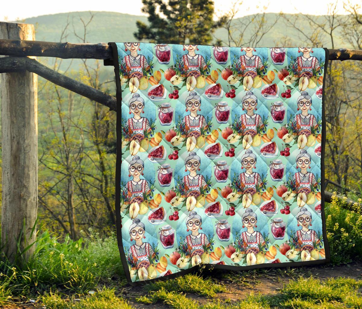 Nana Grandma Print Pattern Quilt-grizzshop