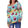 Nana Grandma Print Pattern Women Off Shoulder Sweatshirt-grizzshop