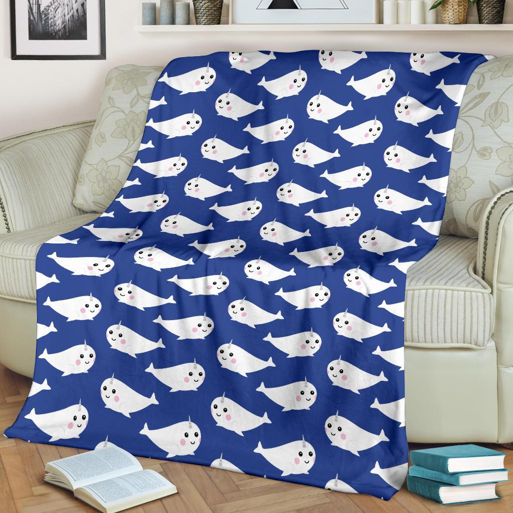 Narwhal Cute Pattern Print Blanket-grizzshop