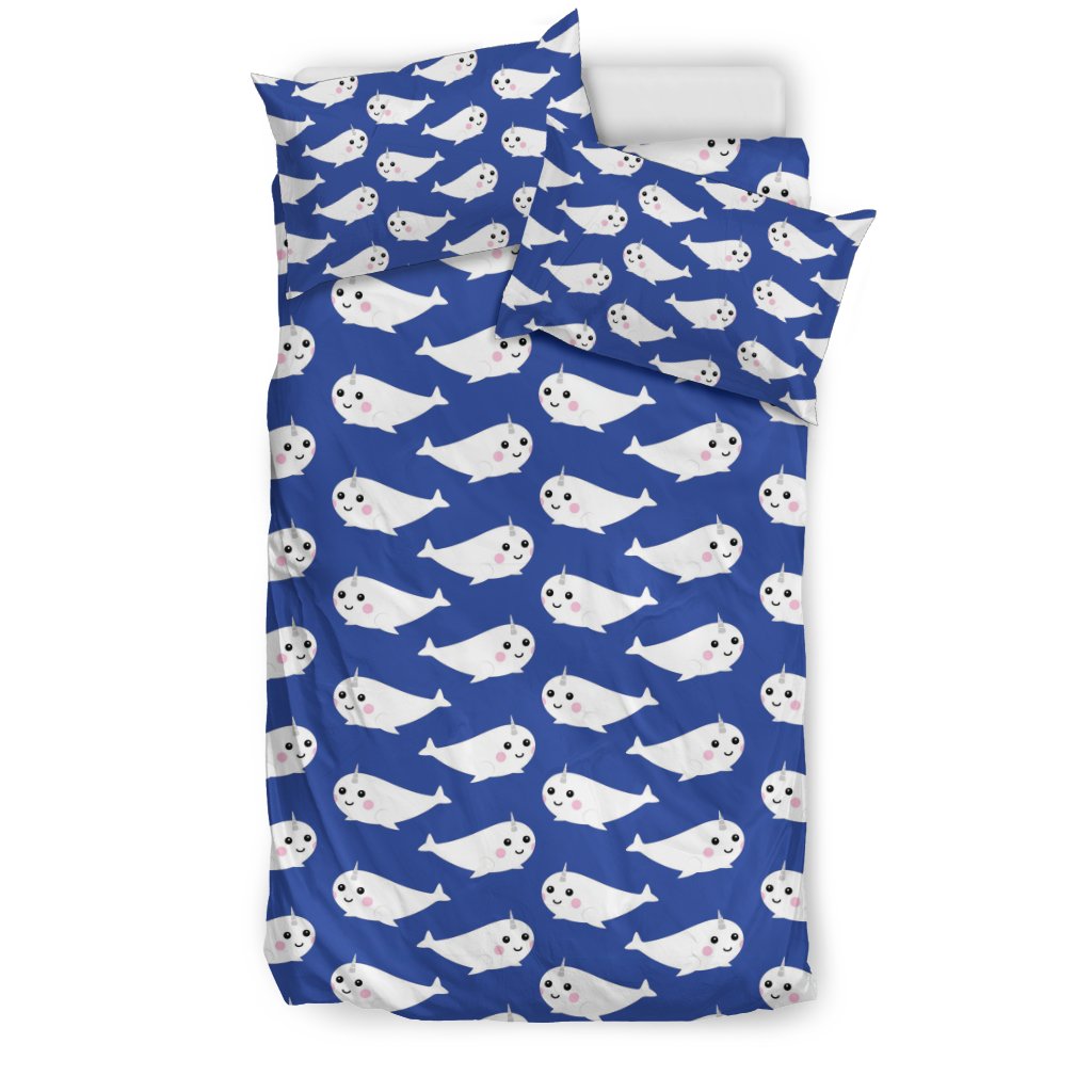 Narwhal Cute Pattern Print Duvet Cover Bedding Set-grizzshop