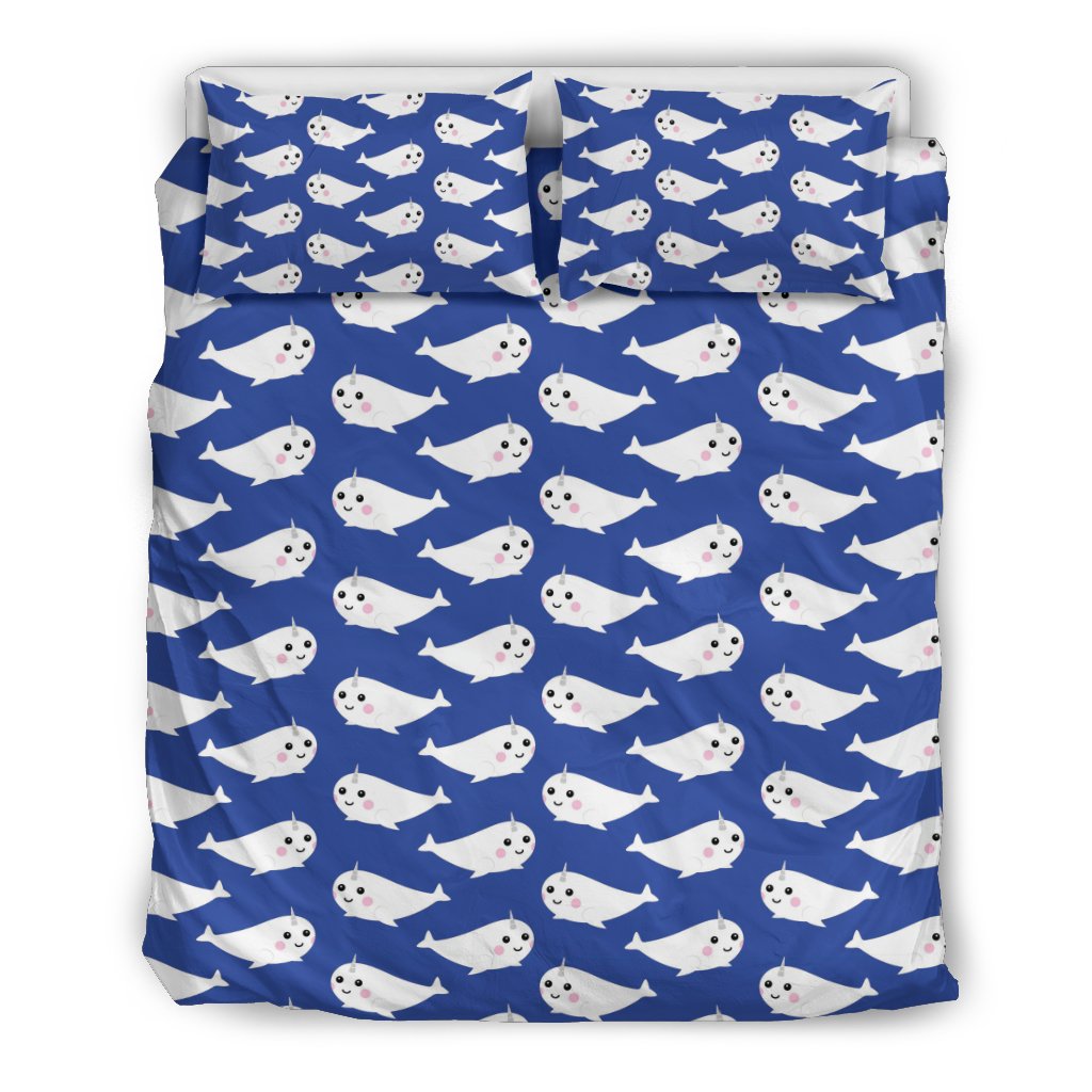 Narwhal Cute Pattern Print Duvet Cover Bedding Set-grizzshop