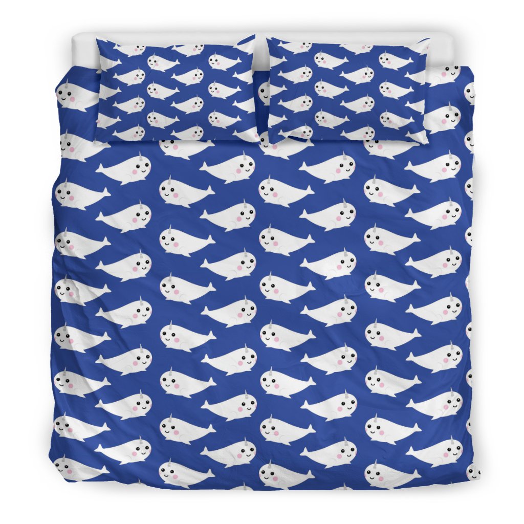 Narwhal Cute Pattern Print Duvet Cover Bedding Set-grizzshop