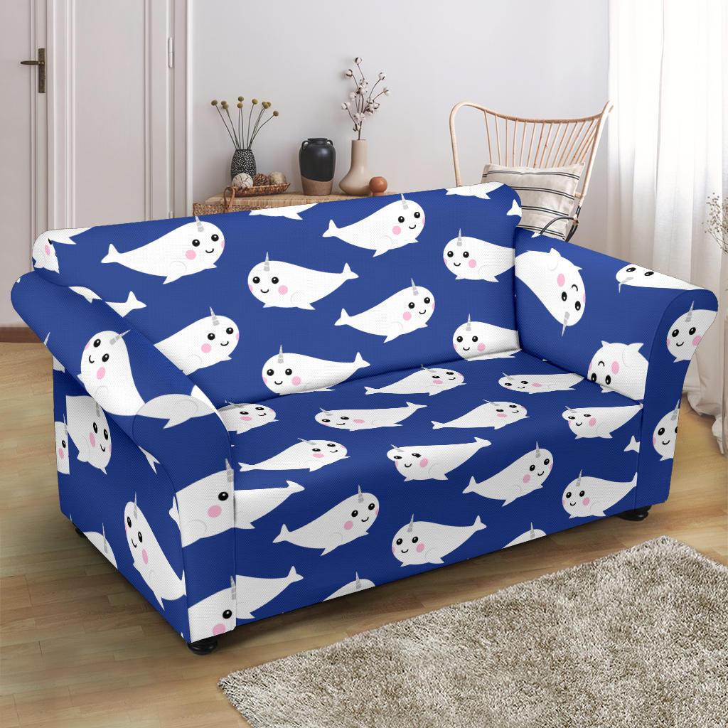 Narwhal Cute Pattern Print Loveseat Cover-grizzshop