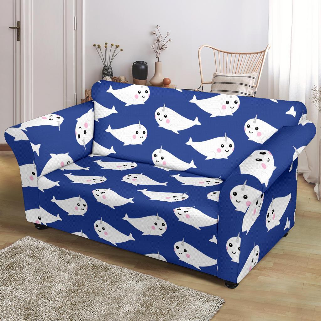 Narwhal Cute Pattern Print Loveseat Cover-grizzshop