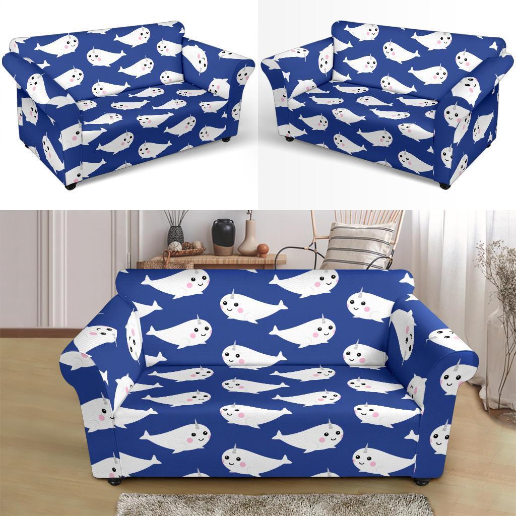 Narwhal Cute Pattern Print Loveseat Cover-grizzshop