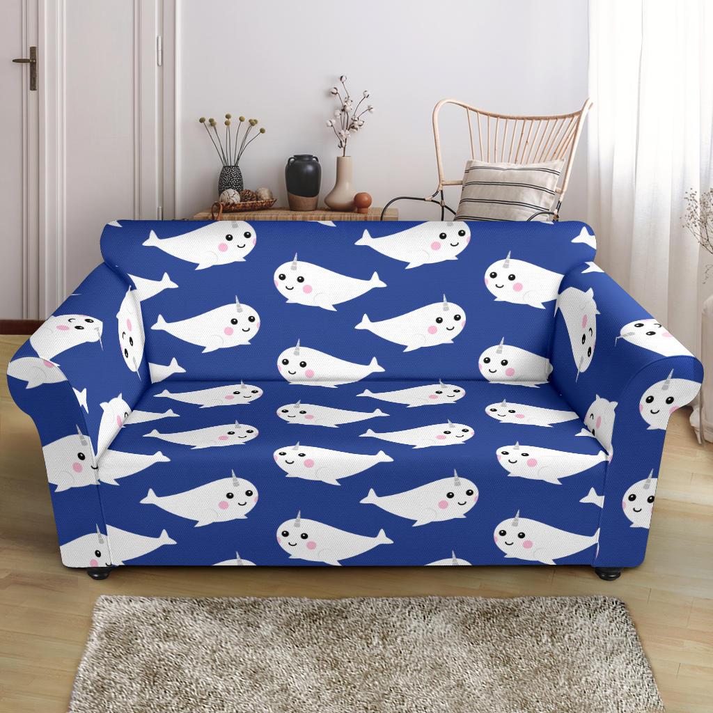 Narwhal Cute Pattern Print Loveseat Cover-grizzshop