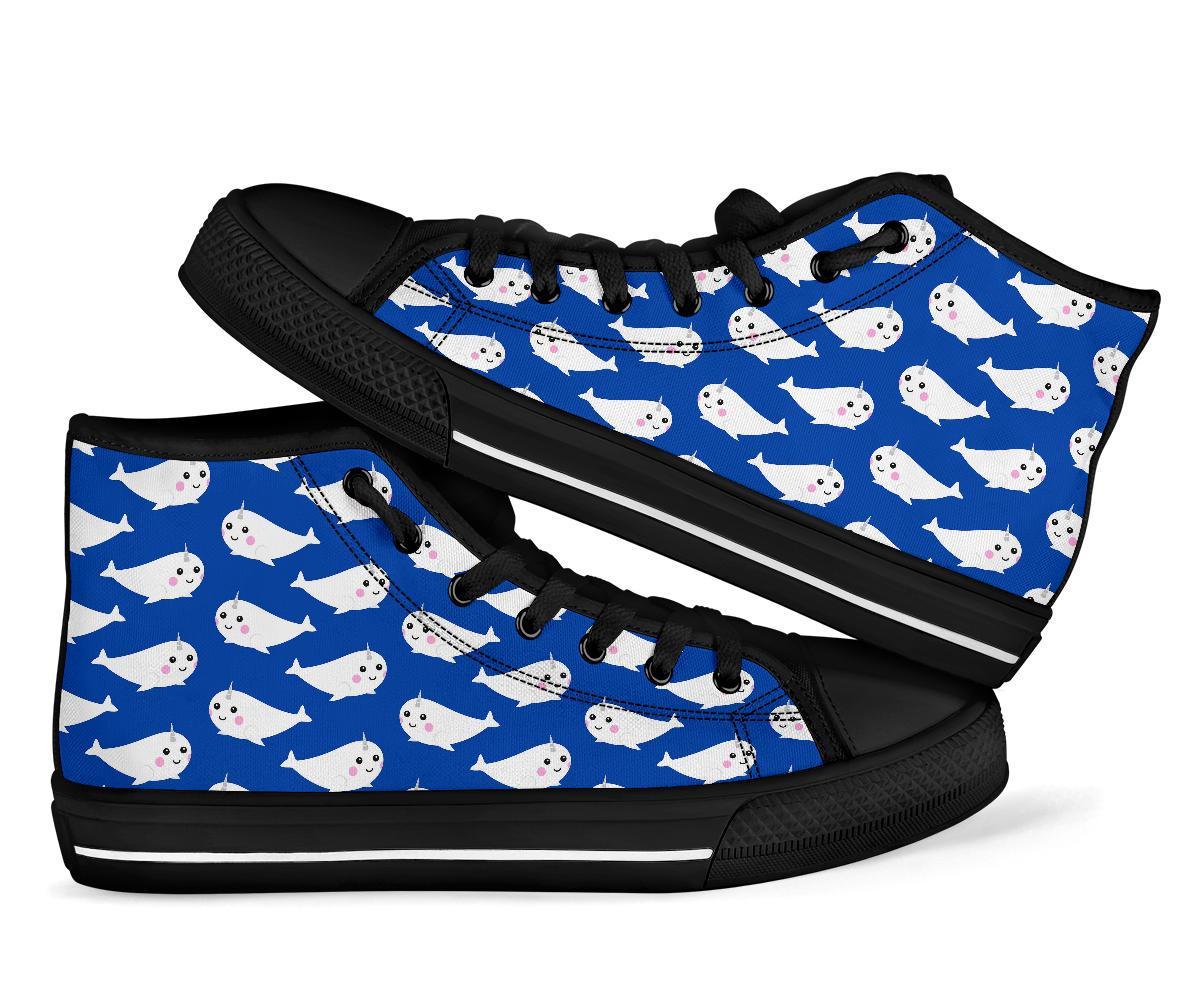 Narwhal Cute Pattern Print Men Women's High Top Shoes-grizzshop