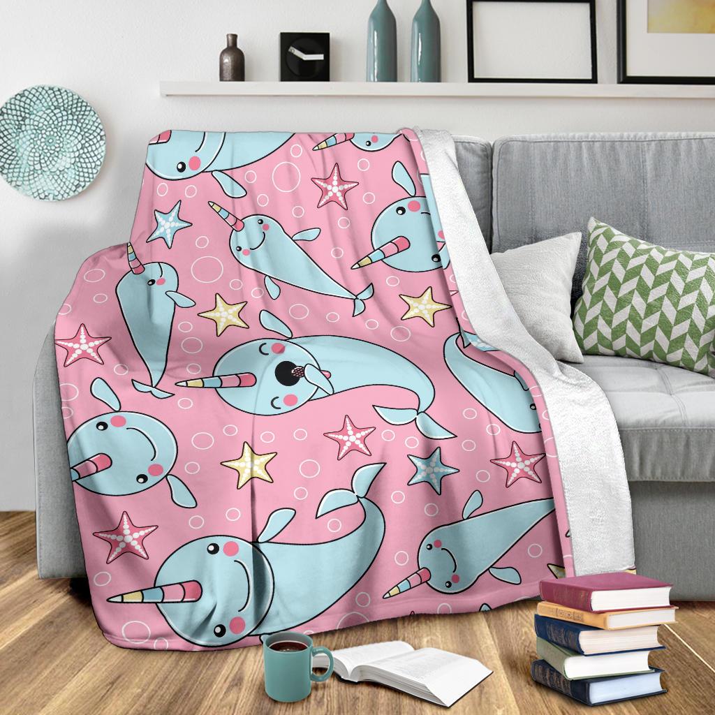 Narwhal Cute Print Pattern Blanket-grizzshop