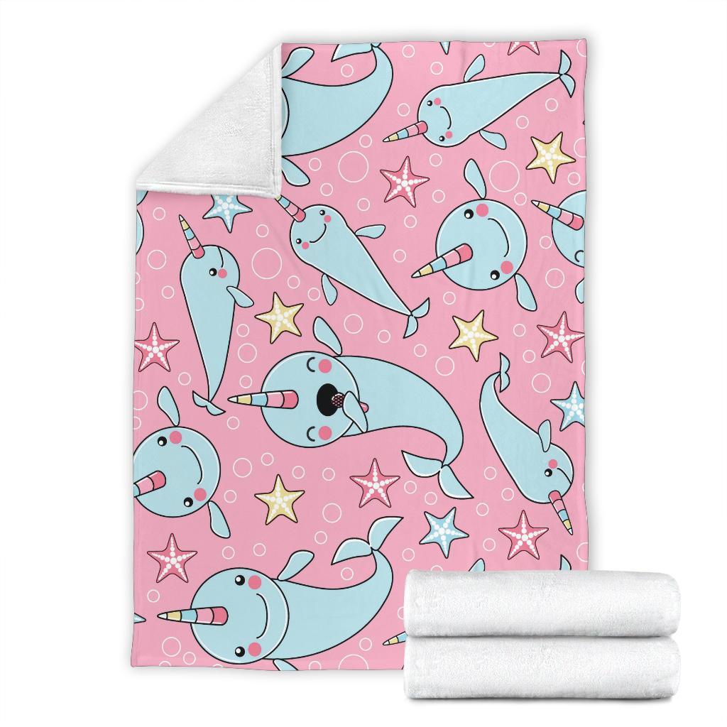 Narwhal Cute Print Pattern Blanket-grizzshop