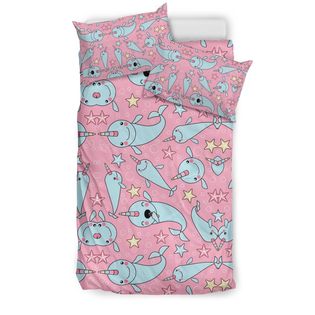 Narwhal Cute Print Pattern Duvet Cover Bedding Set-grizzshop