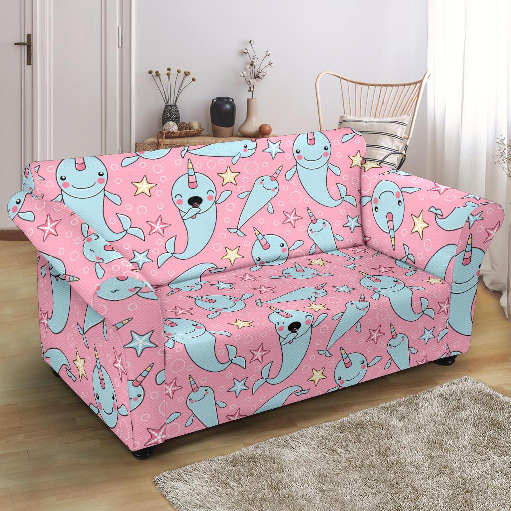 Narwhal Cute Print Pattern Loveseat Cover-grizzshop