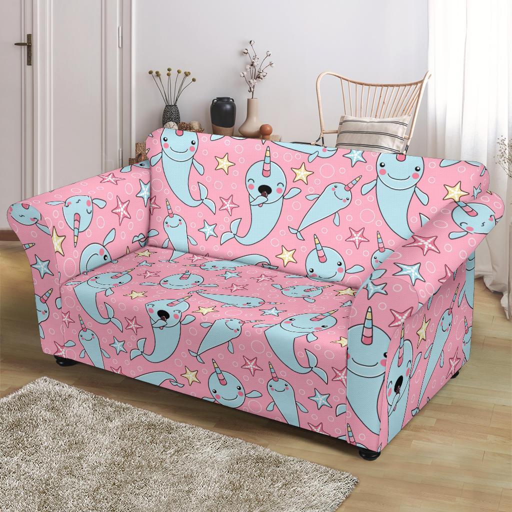 Narwhal Cute Print Pattern Loveseat Cover-grizzshop