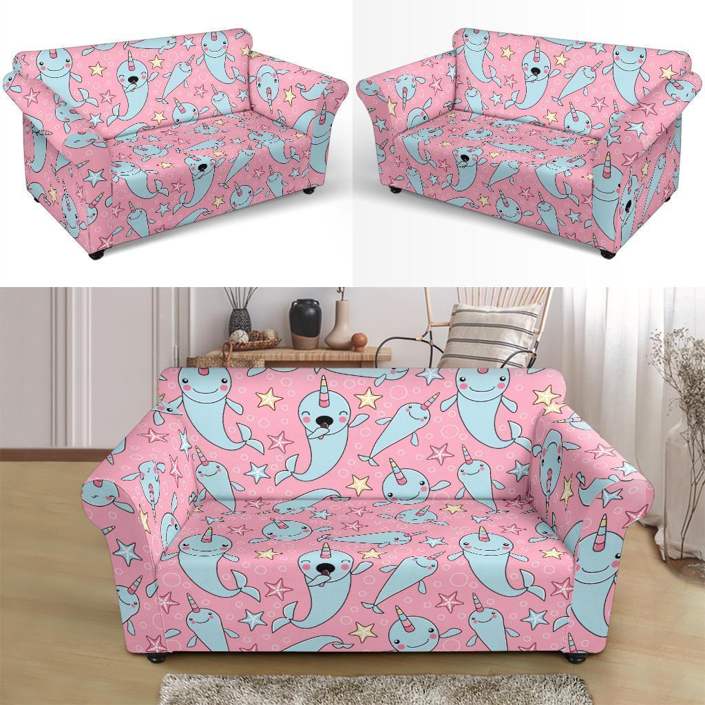 Narwhal Cute Print Pattern Loveseat Cover-grizzshop