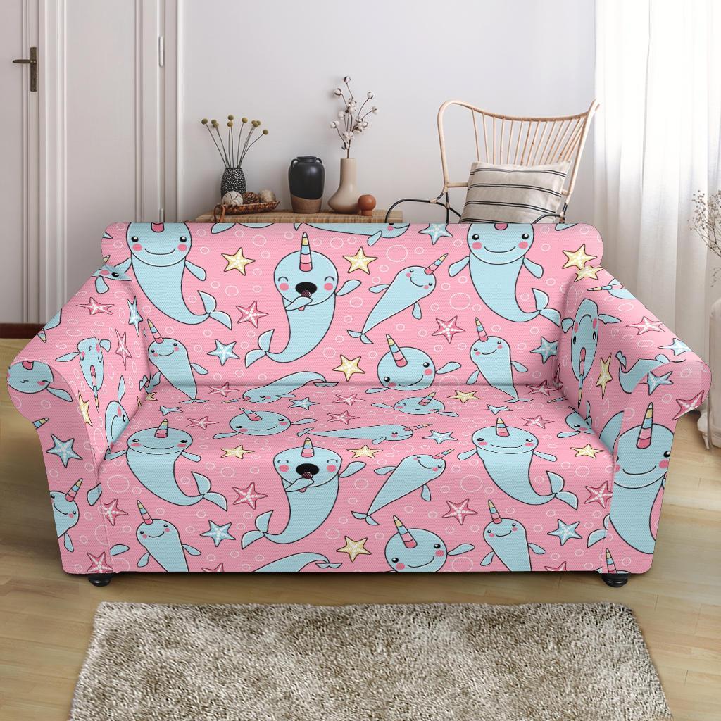 Narwhal Cute Print Pattern Loveseat Cover-grizzshop