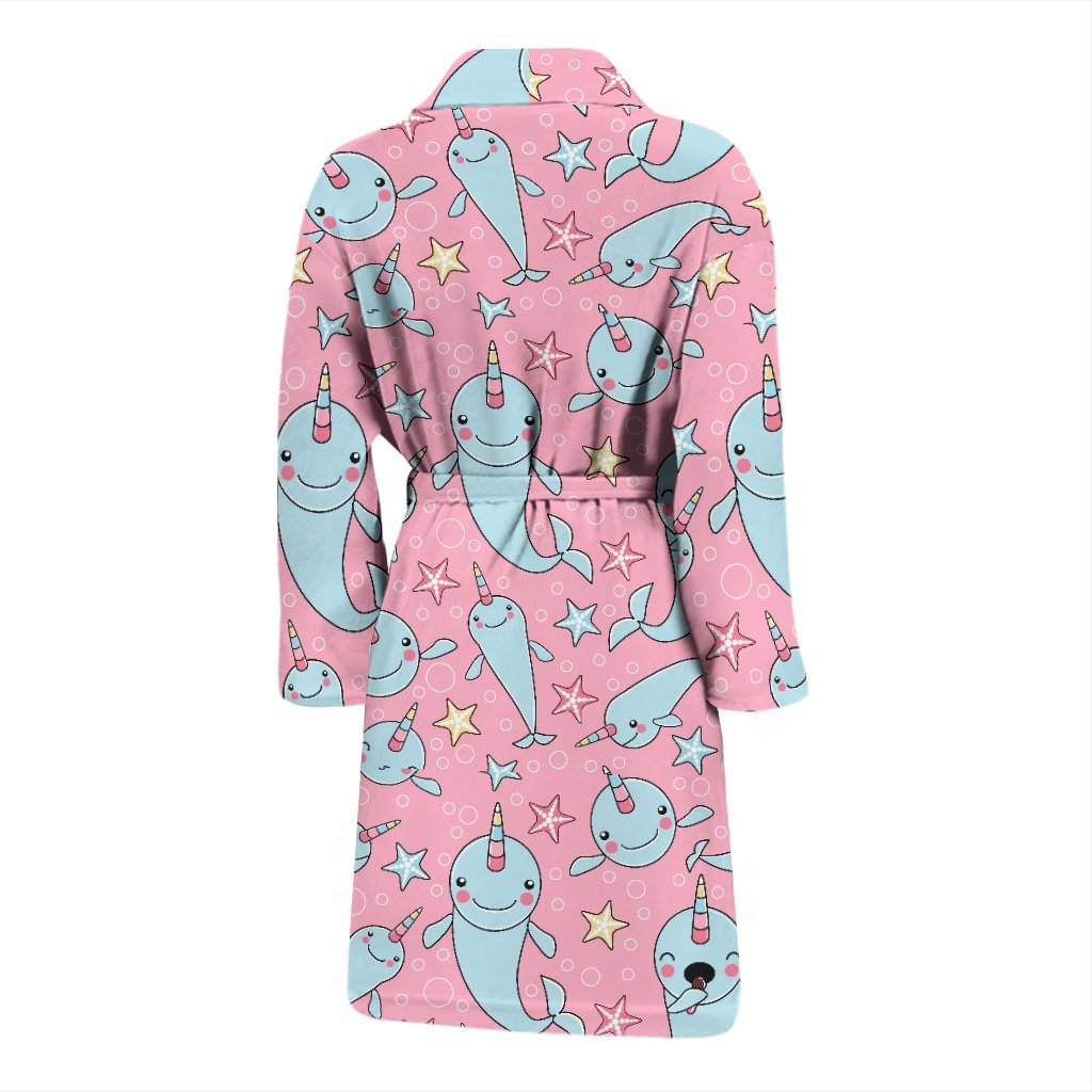 Narwhal Cute Print Pattern Men Long Robe-grizzshop