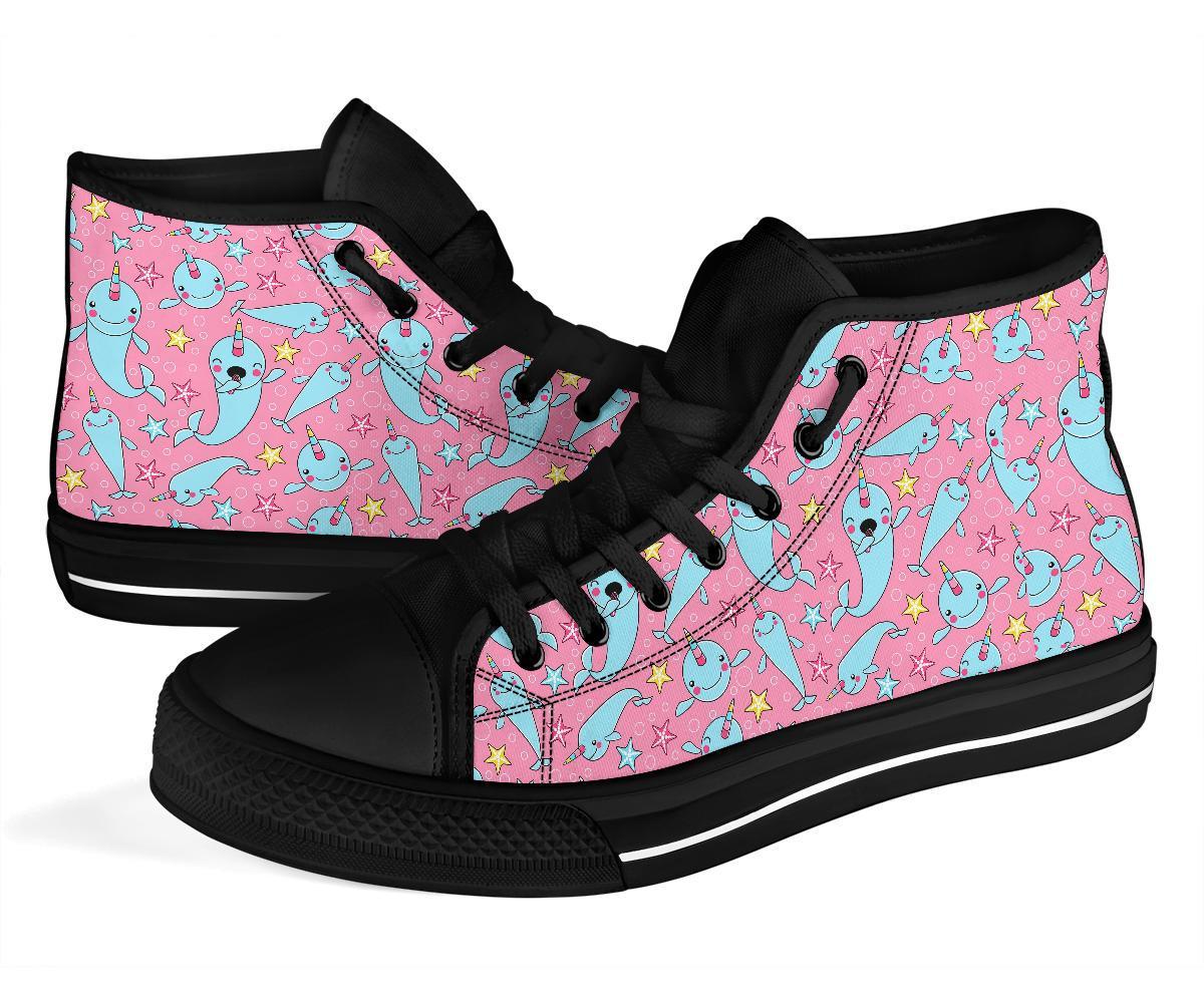 Narwhal Cute Print Pattern Men Women's High Top Shoes-grizzshop