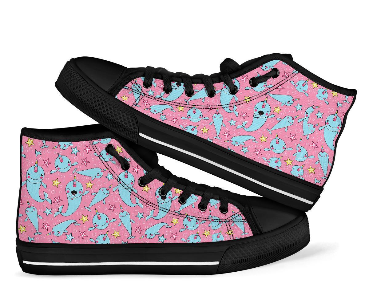 Narwhal Cute Print Pattern Men Women's High Top Shoes-grizzshop