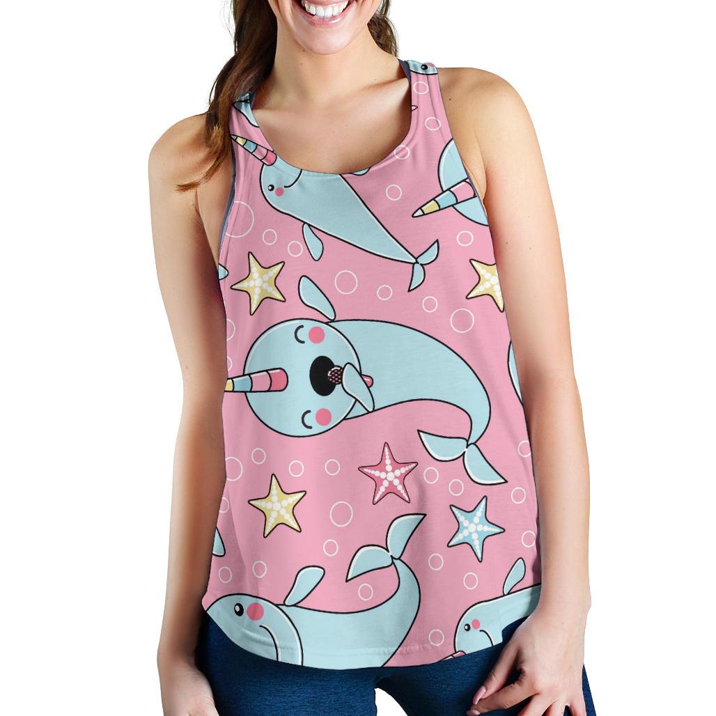 Narwhal Cute Print Pattern Racerback Tank Tops-grizzshop