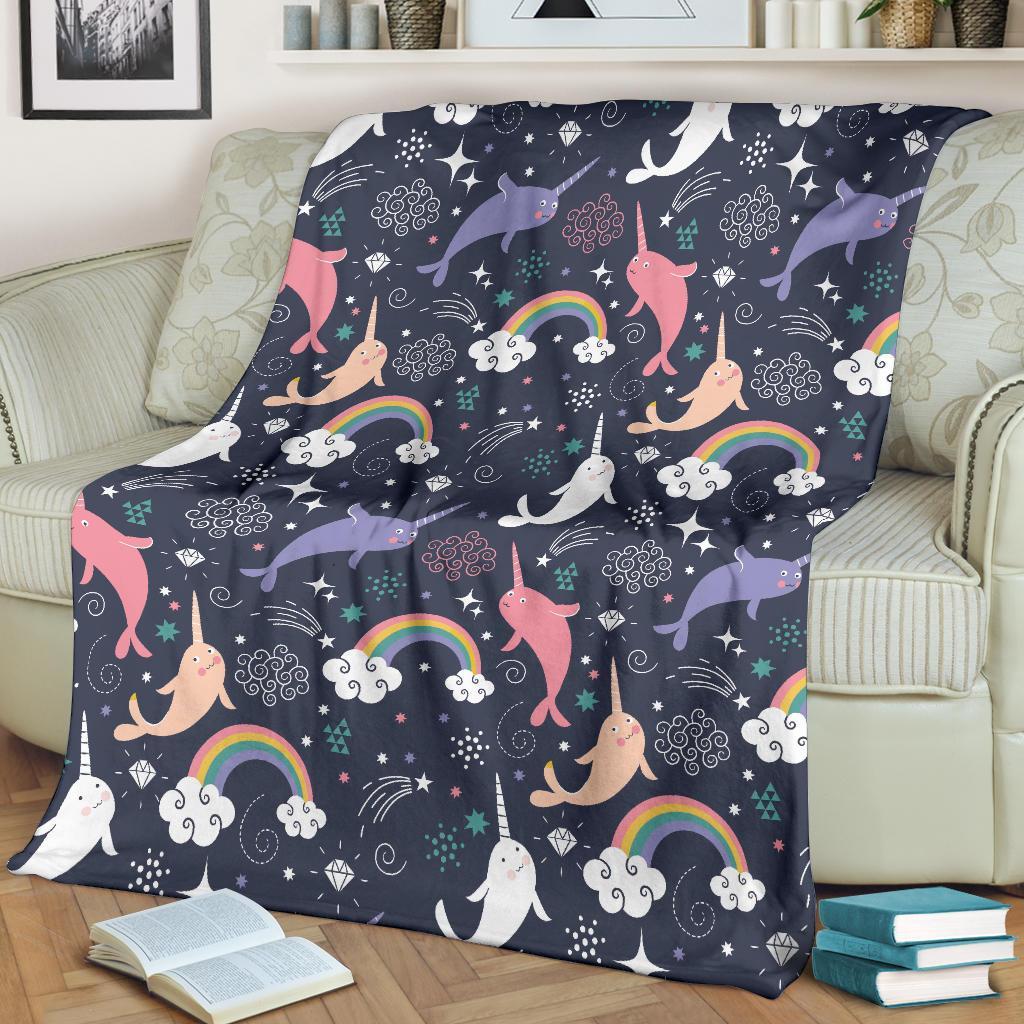 Narwhal Pattern Print Blanket-grizzshop