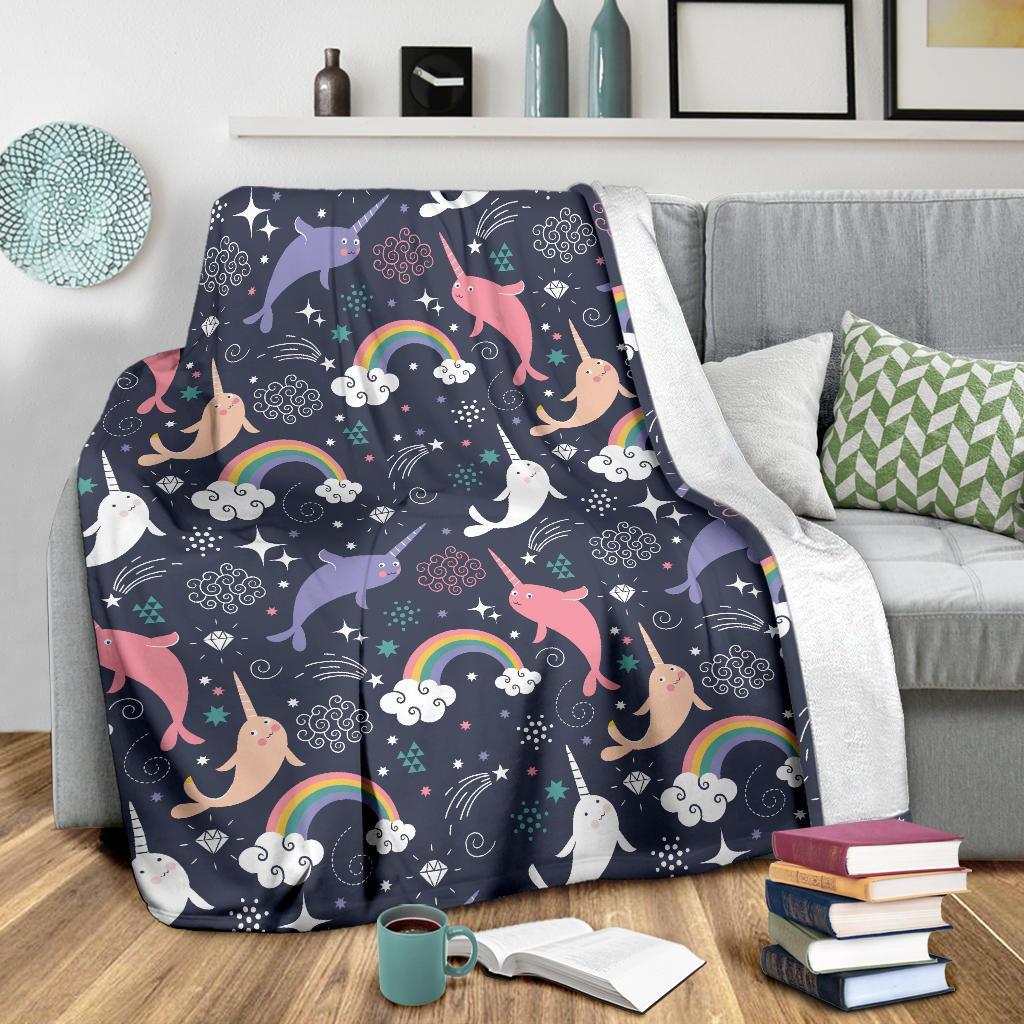 Narwhal Pattern Print Blanket-grizzshop