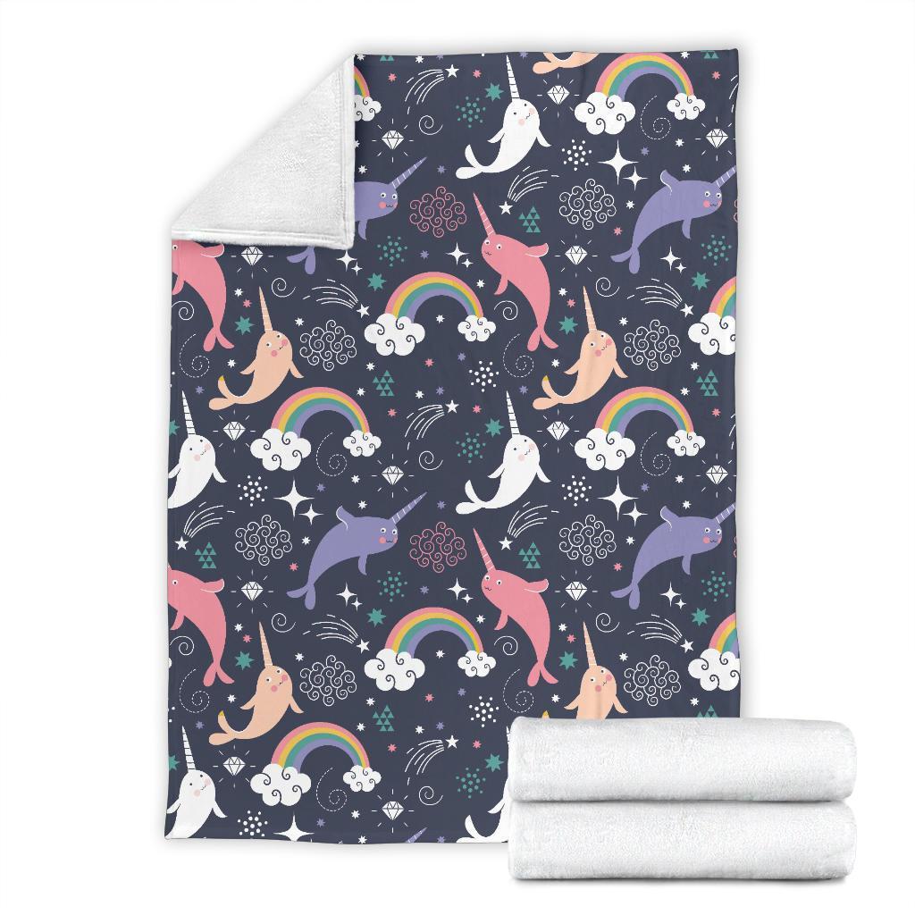 Narwhal Pattern Print Blanket-grizzshop