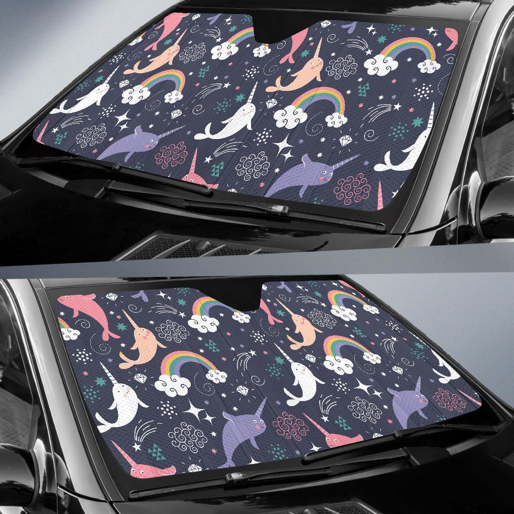 Narwhal Pattern Print Car Sun Shade-grizzshop
