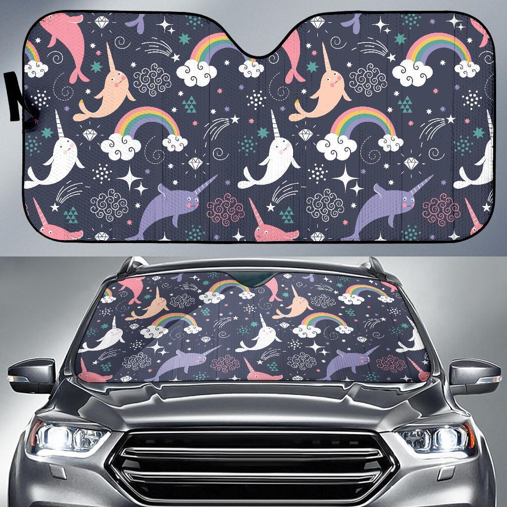 Narwhal Pattern Print Car Sun Shade-grizzshop