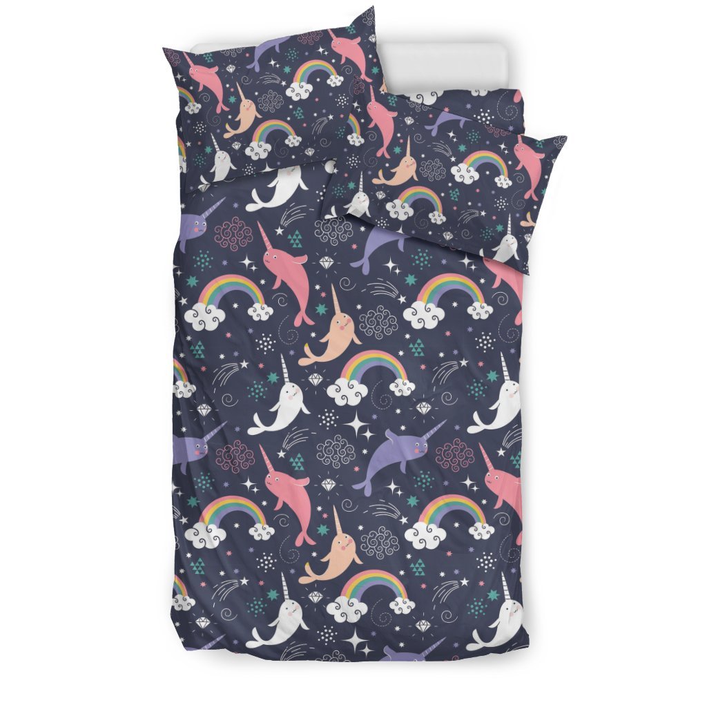 Narwhal Pattern Print Duvet Cover Bedding Set-grizzshop