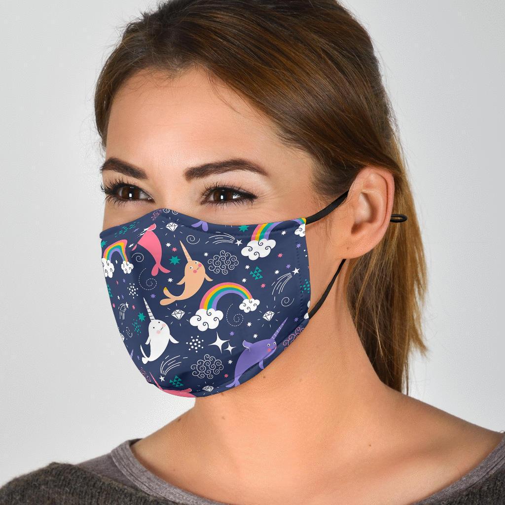 Narwhal Pattern Print Face Mask-grizzshop