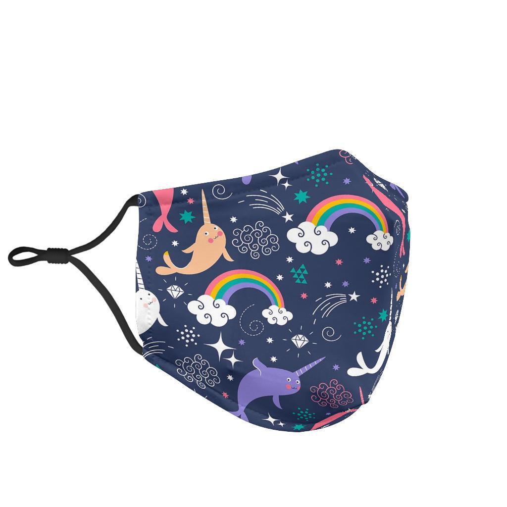 Narwhal Pattern Print Face Mask-grizzshop