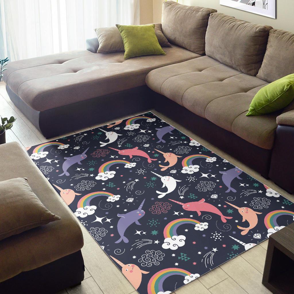 Narwhal Pattern Print Floor Mat-grizzshop