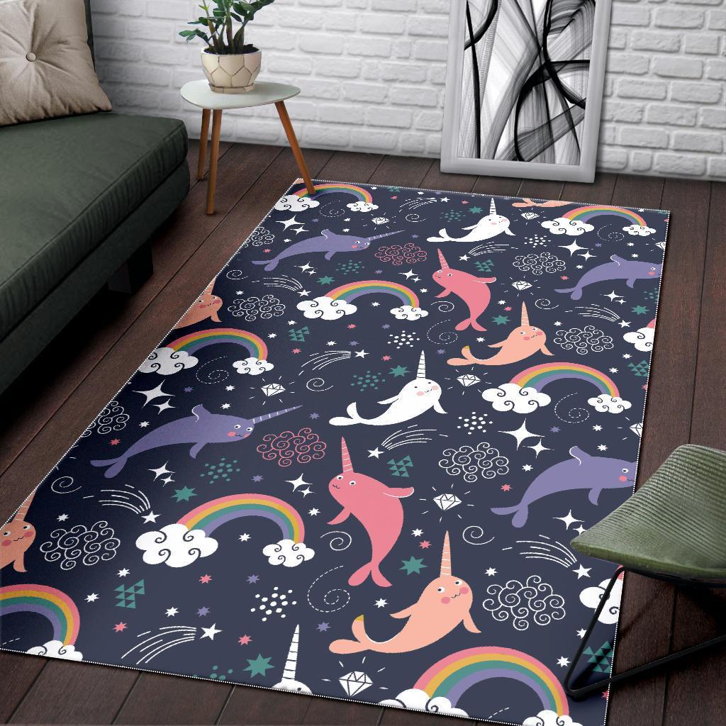 Narwhal Pattern Print Floor Mat-grizzshop