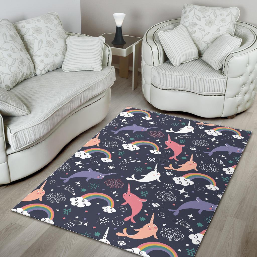 Narwhal Pattern Print Floor Mat-grizzshop