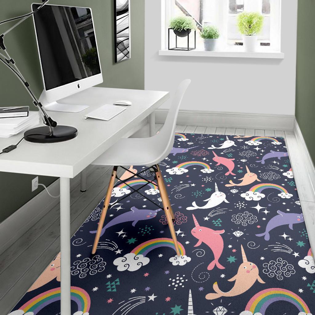 Narwhal Pattern Print Floor Mat-grizzshop