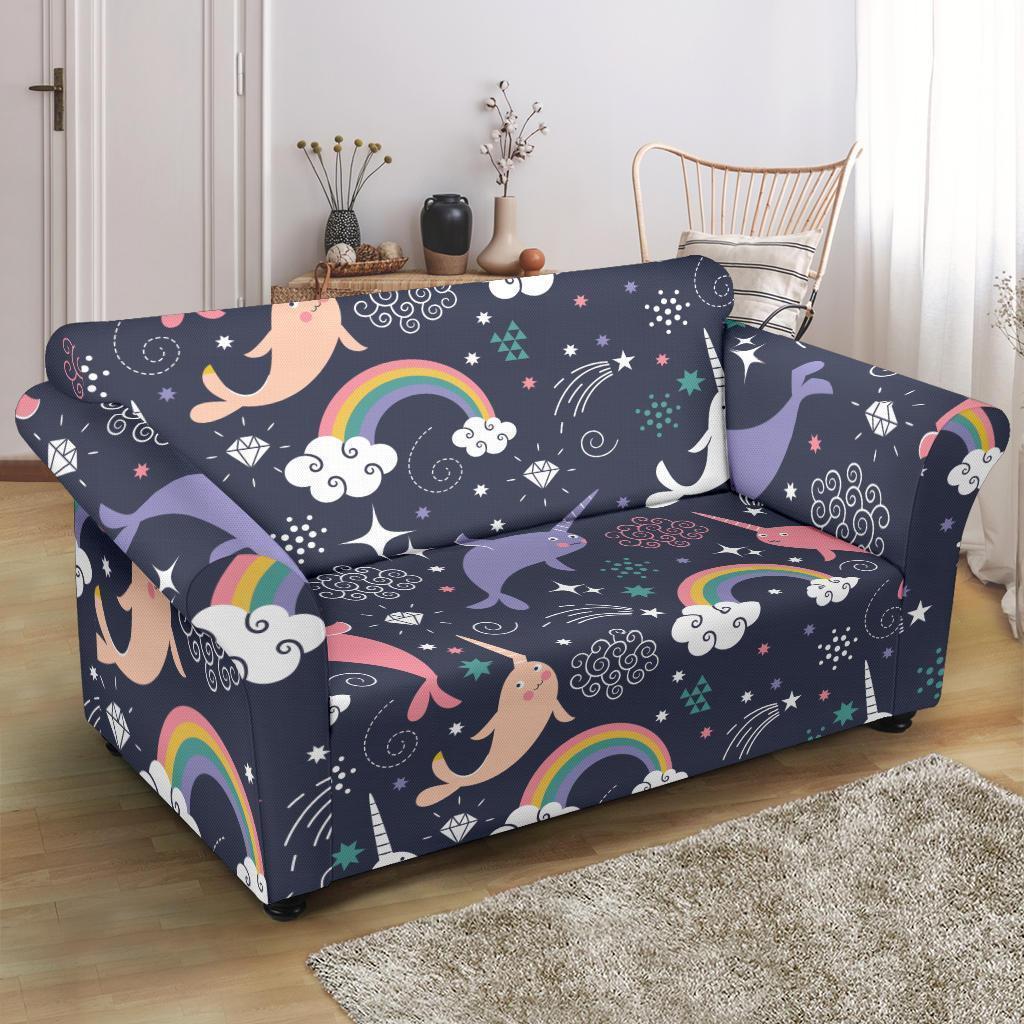 Narwhal Pattern Print Loveseat Cover-grizzshop