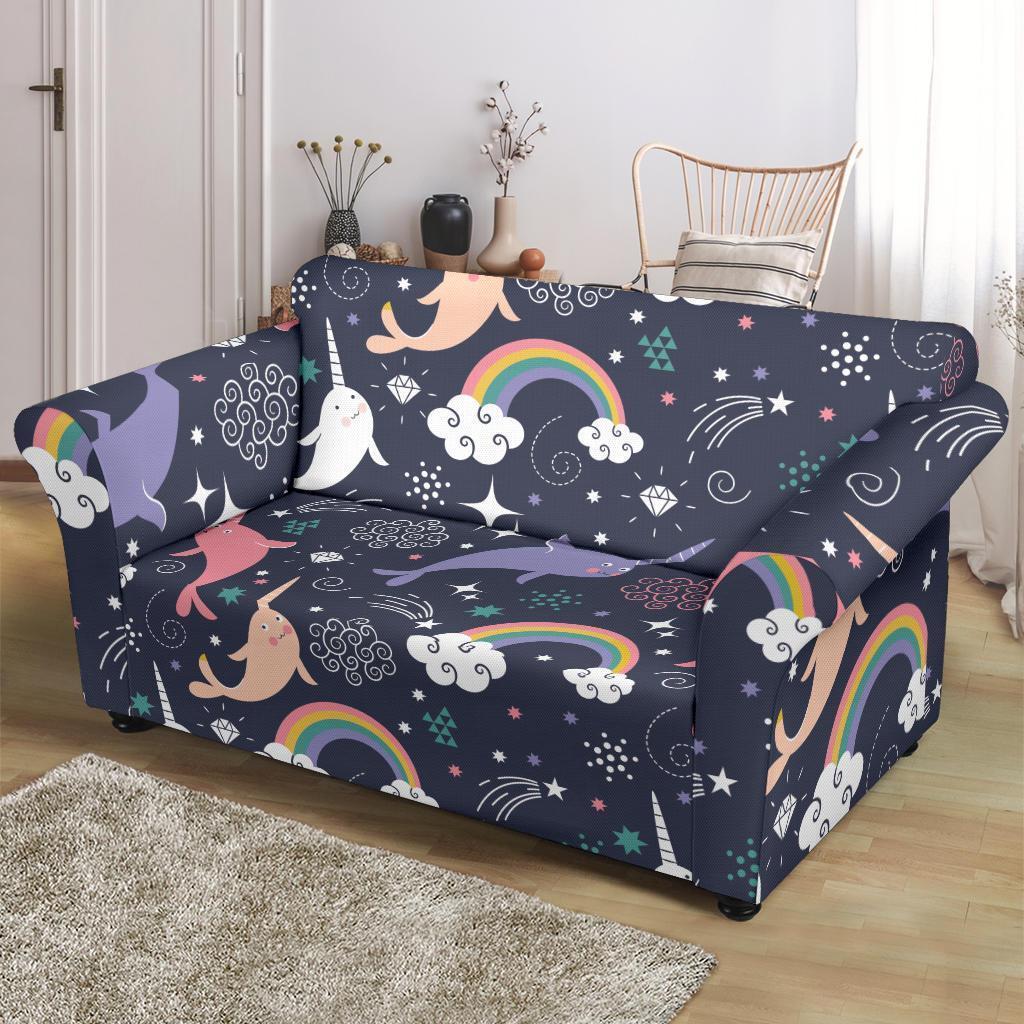 Narwhal Pattern Print Loveseat Cover-grizzshop