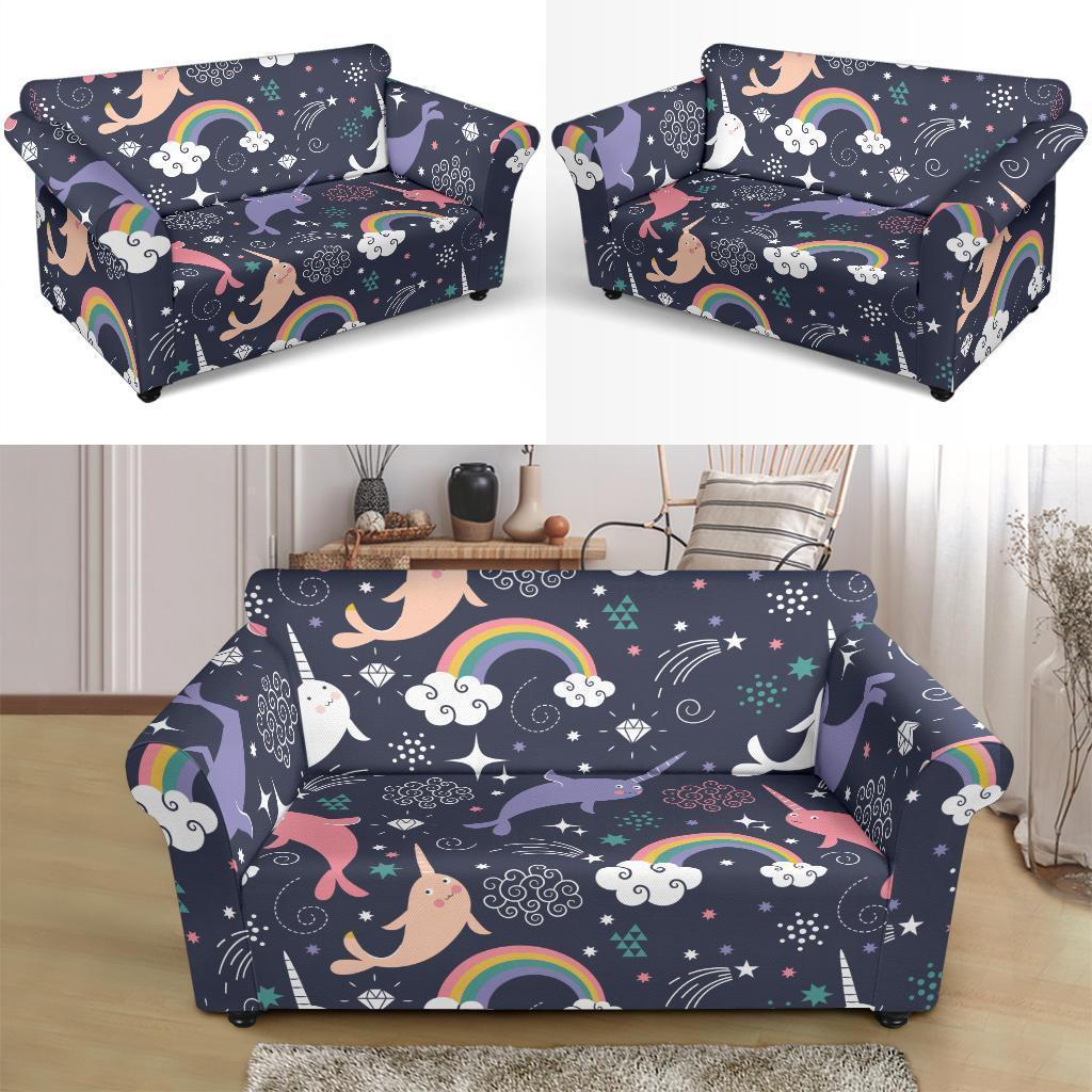 Narwhal Pattern Print Loveseat Cover-grizzshop