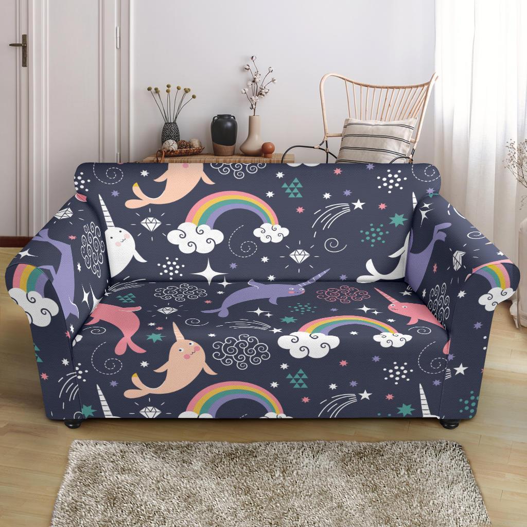 Narwhal Pattern Print Loveseat Cover-grizzshop